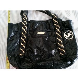 Michael Kors Black Snake -Embossed Shoulder Bag